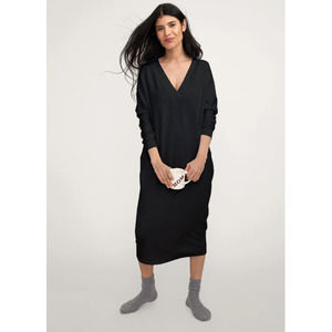 Hatch The Visitor V-Neck Postpartum Nursing Midi Dress Black-P